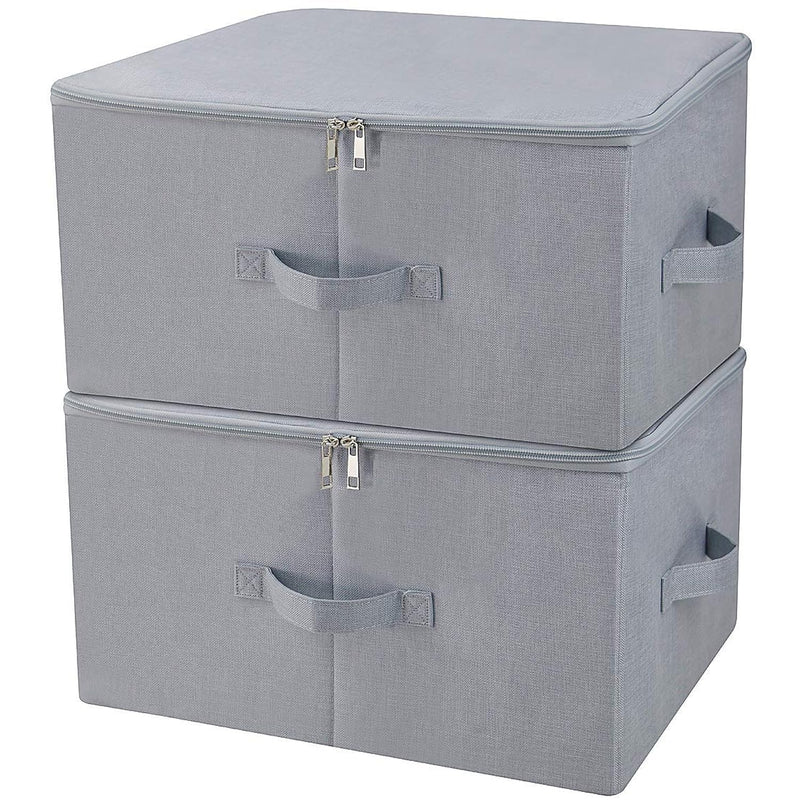 Dust Proof Closet Clothes Storage Boxes With Zip Lid, Breathable Fabric & Collap