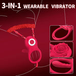 Couples Sex Toys Wearable Vibrator Rose App Remote Control Vibrator With 9 Vibration,3In1 Vibrating Panties Hands Free Panty Clitoral Bdsm Cock Ring Vibrators,Adult Toy Games For Female Men Women