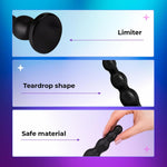 Super Long Anal Beads, Ultra Soft Liquid Silicone Anal Plug Flexible Butt Plug Prostate Massage Gay Sex Toys Anal Sex Toys For Men Women Couples, Black