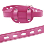 Lockable Dildo Mouth Gag with Adjustable Leather Strap, Rose Red