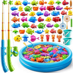 Magnet Fishing Toys Game For Kids 3-5 - Floating Fish Toys With Inflatable Kiddie Pool, Bath For Toddlers, Pole Rod Net, Outdoor Party For Boys Girls Kids Age 3 4 5 6 7 8 Year Old