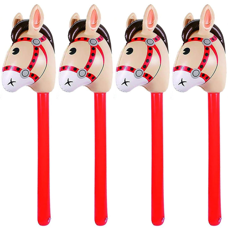 4Pcs Inflatable Stick Horse Pony/Western Cowboy/Horse Baby Shower Birthday