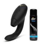 Insideout Black Dual Stimulation Pleasure Air Clitoris Stimulator Rabbit Vibrator & Pjur Aqua Water Based Personal Lubricant 3.4 Fl Oz - Female Sex Toys Bundle