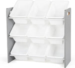 Grey/White Toy Organizer, 9 Bin Storage, 24" Tall