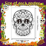 32 Pcs Day of The Dead Coloring Posters Crafts Sugar Skull to Paint Paper Coloring Poster
