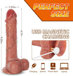 Realistic 9" Thrusting Dildo Vibrator – Remote Control, Suction Cup, Silicone