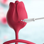 3-in-1 Rose Clitoral Vibrator – G-Spot Dildo with 10 Thrusting & 10 Pulse Modes