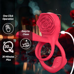 Vibrating Penis Ring with Rose Clitoral Stimulator for Couples & Enhanced Pleasure