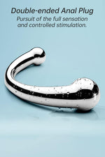 Dual-Ended Metal Dildo Wand for G-Spot & Anal Massage, Curved Design for Couples
