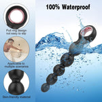 Vibrating Anal Beads with Pull Ring, Dual Motor Silicone Plug with 10 Modes