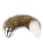 Ooiixx Sexy Fox Tail Cosplay Anal Plug Anal Butt Plug Adult Sex Toys for Women Men Couple Stainless Steel Anal Plug (18" Brown-White)