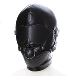 Full Face Mask Faux Leather Head Hood with Open Mouth Ball Gag, Erotic Fetish BDSM SM Blindfold for Adults Couples Sex Restraints Bondage Flirt Slave Role Play, Full Head Cover Headgear Sex Toy