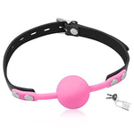 Silicone Mouth Ball Gag with Lockable Adjustable Strap Open Mouth Restraints Fantasy Sex Toys for Lover Couple (Pink)