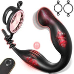 Prostate Massager Anal Vibrator with Removable Cock Rings, 9 Wiggling & 9 Vibration Modes Butt Plug, Remote Control Male Sex Toys for Men, Dual-Function Design for P-Spot & Perineum Stimulation