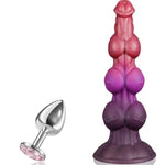 Monster Knot Dildo & Metal Butt Plug 8.35" Silicone Dildo 3.1" Anal Plug