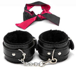 Sex Bondage Set, Sexy Handcuffs and Satin BDSM Blindfold for Couples, Sex Toys Adjustable Fluffy Hand Cuff Set for Adults Bedroom