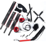 BDSM Kit Bondage Restraint Couples Sex Toys,10 Pcs Set Sex Bondage Gear & Accessories with Adjustable Wrist &Ankle Cuffs, Collar,Blindfold,BallGag,Flogger,Ropes,Paddle,Nipple Clamp Adult Sex Toy Game