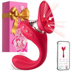 Sucking Vibrators Adult Toys for Women Sex Toys Dildo, 3 in 1 Tongue Rose Toy G Spot Vibrator for Nipple Clit Sucker, APP Control Adult Toy Dildos with 9 Suction 9 Vibration Female Sex Toy Vibrater