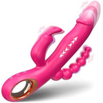 Thrusting Dildo Vibrator Sex Toys for Women, Anal Beads G Spot Rabbit Vibrators with 10 Powerful Thrusting & 10 Vibration Modes Soft Quiet Waterproof, Rose Adult Toys for Couple