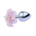 Metal Anal Plug Male & Female Vestibular Toys with Pink Flower Base Anal Plug Sm Adult Masturbation Tool Anal Toy Butt Plug Unisex S