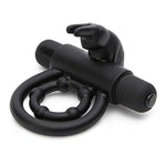 Bionic Bullet Rabbit Vibrating Cock Ring for Couples, Black