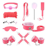 Sex Bondage BDSM Kit Restraints Set with Adjustable Handcuffs Ankle Cuffs Callor Silicone Gag | Bondage Gear & Accessories for Couples Kinky, Adult Toys for Sex Games & Exploration (11PCS Pink)