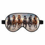 Silk Sleeping Eye Mask for Men Women Running Horses Brown Black Soft Adjustable Night Sleep Mask for Travel, Home, Office