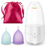 Menstrual Cup Steamer Sterilizer with 2 Reusable Menstrual Cups, Period Cups Cleaner Wash Kit