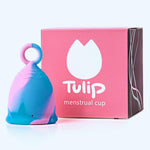Menstrual Cup with Ring Easy Removal - Sustainable Tampon and Pad Alternative - Reusable - Soft Flexible No Leak 12 Hr Protection (Small Blue)