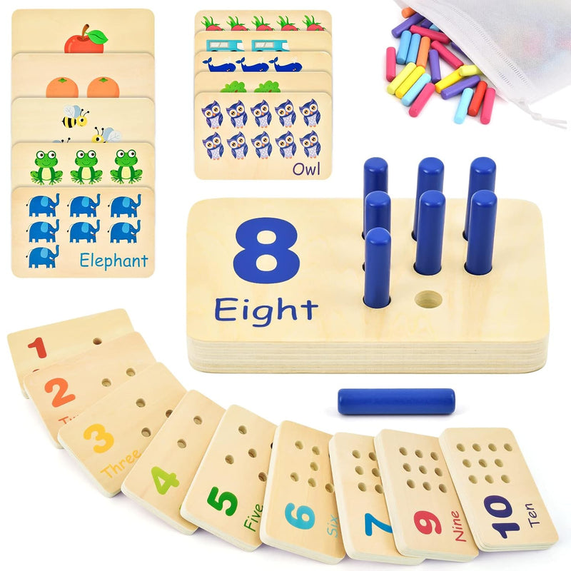 Atoylink Wooden Counting Peg Board Kindergarten Math Manipulatives Number C