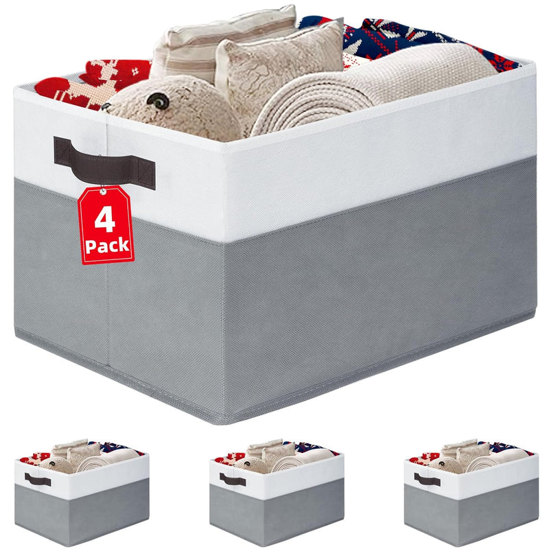 4 Pack Large Storage Baskets For Shelves | Fabric Closet Organizers And Storage
