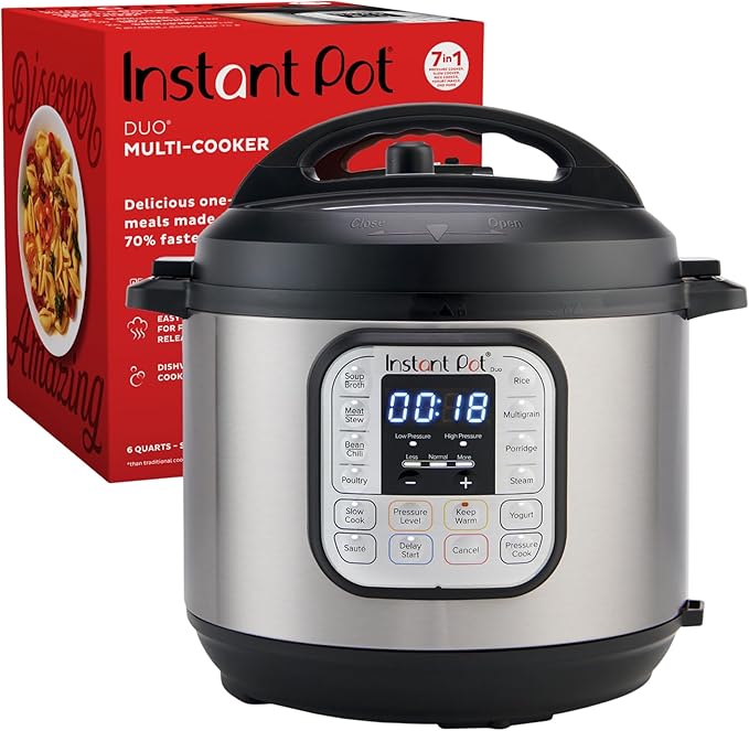 Duo 7-in-1 Electric Pressure Cooker, Slow Cooker, Rice Cooker, Steamer, Sauté, Yogurt Maker, Warmer & Sterilizer, Includes App With Over 800 Recipes, Stainless Steel, 6 Quart