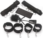 Under Mattress Bed Restraint Set – Adjustable Cuffs, Blindfold & Tickler