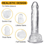 7.2 Inch Realistic Clear Dildo With Strong Suction Cup - Anal Dildos For Men Gay, Hands-Free Play Riding Dildo For Women G-Spot Vaginal Stimulation, Lifelike Adult Sex Toys For Couples