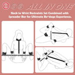 Adjustable BDSM Restraint Kit – Neck to Wrist Cuffs with Spreader Bar for Couples