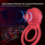 Vibrating Cock Ring Rose Clitoral Stimulator 7 Vibrations for Couples
