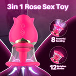 Sucking Vibrator Rose Toy With 3 Brush Heads 2 Removable Cups, Adult Sex Toys Clit Sucker For Clitoral Nipple Stimulation, Nipple Sex Toy Vibrators With 12 Rotation For Women Or Couples