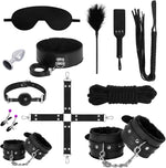 12-Piece BDSM Bondage Set – Restraints, Blindfold, Gag, Paddle & More (Black)