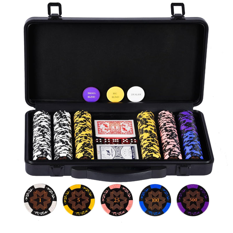 14G Clay Poker Chips Set For Texas Hold’Em,Casino Chips Set With 300Pcs Number