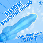 Graemen With Tube 9.4 Inch Fantasy Wolf Dildo, Medium Firm Platinum Silicone Monster Toy With Knot Shaft, Textured Veins & Strong Suction Cup For G Spot, Prostate & Anal Play - Blue
