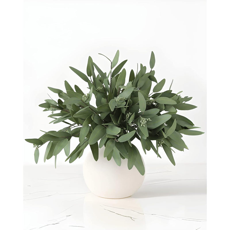 3 Pack Faux Real Touch Artificial Eucalyptus Stems with Seeds 31'' Tall Fake Plants Leaves Olive Tree Branches Faux Greenery Stems for Bridal Wedding Bouquet Vase Table Centerpiece Decor