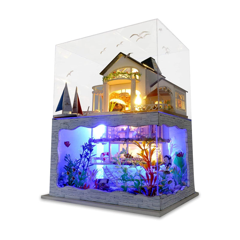 Diy Miniature Dollhouse Kit, Tiny House Kit With Furniture And Dust Proof,