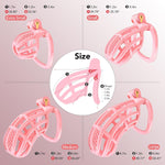 Lightweight 3D-Printed Chastity Cage – Pink Plastic Cock Cage with 4 Ring Sizes