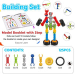 125-Piece STEM Building Toy Kit for Kids Ages 3+ with Model Designs