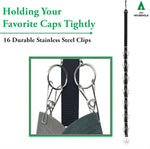 Hat Organizer for Baseball Caps - Holder Closet 2Pack Each 16 Premium Clips, Good Hangers Rod, Display Wall Mount, Easy Storage Racks and Hats, Black