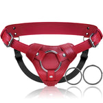 Strap On Dildo Harness Adult Sex Toys For Women Men Pegging Dildo, Adjustable Waist And Thigh Soft Nylon Vegan Leather Belt With 2 Size Metal O-Rings For Lesbian Gay Couple Vaginal Anal Play (Red)