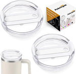 40 OZ Tumbler Lid Replacement Fit for Stanley Cup, 2 Pack Clear Replacement Lids Fit for Stanley Travel Tumbler, Spill Proof Tumbler Covers for Stanley Cup Accessories (Clear - White)