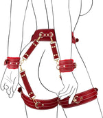 6-Piece Adjustable Bondage Restraint Set with Handcuffs, Ankle & Thigh Cuffs