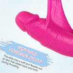 Adult Sex Toys For Women,7.8'' Double Silicone Movable Foreskin Dildo With Strong Suction Cup,1.9'' Diam Realistic Dildos Huge Thick Dildo For G-Spot Anal Play,Compatible With Strap-On Harness (Pink)
