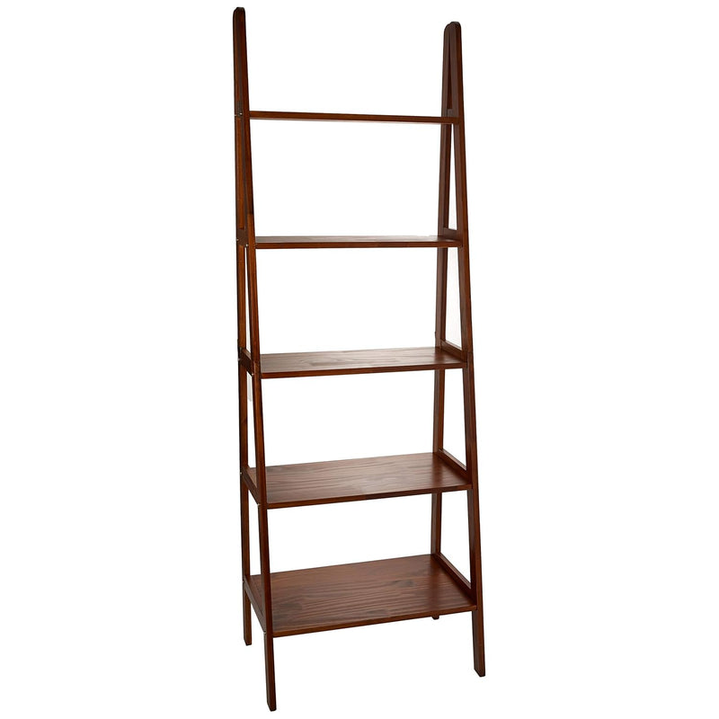 5-Shelf Ladder Bookcase, Warm Brown